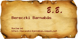 Bereczki Barnabás névjegykártya
