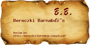 Bereczki Barnabás névjegykártya